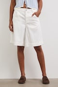 Bermudy damskie z lyocellem regular waist Białe regular waist RS26-SZD800