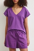 Šortky chino dámske s ľanom regular waist fialové RS26-SZDB00