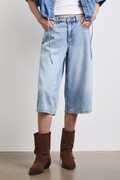 Bermudy dámske bavlnené regular waist modré RS26-SZDC00
