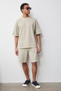 Medicine szorty dresowe męskie bawełniane beżowe regular waist
