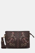 Torebka crossbody damska z imitacji skóry z aplikacją brązowa RS26-TOD908