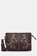 Torebka crossbody damska z imitacji skóry z aplikacją brązowa RS26-TOD908