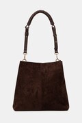 Kabelka typu shopper dámska z imitácie semišu hnedá RS26-TOD910