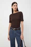 T-shirt damski gładki z modalem kolor brązowy RS26-TSD012