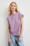 T-shirt damski bawełniany z efektem sprania fioletowy RS26-TSD0B1