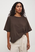Medicine T-shirt oversize damski bawełniany brązowy