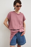 T-shirt oversize damski bawełniany z elastanem różowy RS26-TSD815
