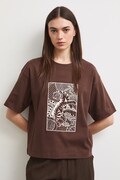T-shirt damski bawełniany brązowy RS26-TSD900