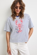 T-shirt damski bawełniany z nadrukiem niebieski RS26-TSDA02