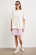T-shirt oversize damski bawełniany beżowy RS26-TSDA08