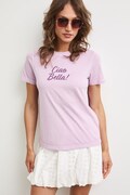 T-shirt damski bawełniany z nadrukiem fioletowy RS26-TSDA09