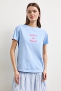 T-shirt damski bawełniany z nadrukiem niebieski RS26-TSDA09