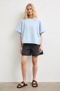 T-shirt oversize damski bawełniany gładki niebieski RS26-TSDB13