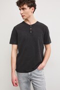 Polo tričko pánske bavlnené s efektom prania čierne RS26-TSM090