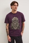 T-shirt bawełniany z nadrukiem fioletowy RS26-TSM805