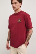 T-shirt męski bawełniany z nadrukiem bordowy RS26-TSM808