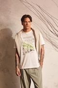 T-shirt męski bawełniany z kolekcji Bieszczadzki Park Narodowy x Medicine beżowy RS26-TSM856