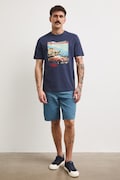 T-shirt męski bawełniany z nadrukiem granatowy RS26-TSMA10