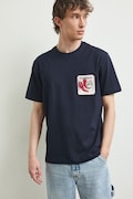 T-shirt męski bawełniany z nadrukiem granatowy RS26-TSMA17