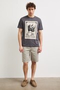 T-shirt męski bawełniany z motywem zwierzęcym szary RS26-TSMB14