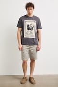 T-shirt męski bawełniany z motywem zwierzęcym szary RS26-TSMB14