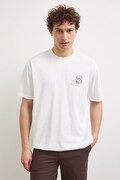 T-shirt męski bawełniany z nadrukiem biały RS26-TSMB16