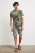 T-shirt męski bawełniany z nadrukiem zielony RS26-TSMB17