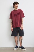 T-shirt męski bawełniany z efektem sprania bordowy RS26-TSMC11