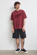 T-shirt męski bawełniany z efektem sprania bordowy RS26-TSMC11