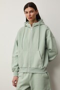 Medicine bluza damska kolor zielony z kapturem gładka