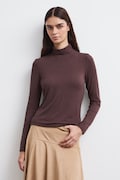 Medicine longsleeve damski z wiskozą brązowy