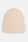 Czapka damska beanie prążkowana  kolor beżowy