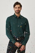 Medicine camasa barbati, culoarea verde, cu guler clasic, slim