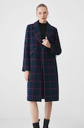 Płaszcz z domieszką wełny damski w kratę kolor multicolor