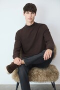 Medicine sweter męski kolor brązowy z półgolfem