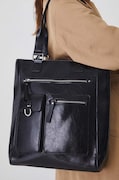 Torebka tote damska z imitacji skóry gładka czarna RW24-TOD502