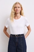 T-shirt bawełniany damski z elastanem gładki kolor biały RW24-TSD062