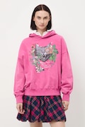 Bluza damska z kapturem z nadrukiem kolor różowy RW25-BLD904