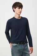 Longsleeve bawełniany męski z elastanem gładki kolor granatowy RW25-BUM041