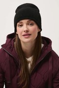 Czapka damska beanie z domieszką wełny kolor czarny RW25-CDD041