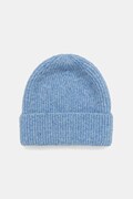 Czapka beanie prążkowana z domieszką wełny kolor niebieski RW25-CDD057