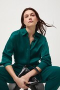 Medicine koszula damska kolor zielony relaxed z kołnierzykiem klasycznym