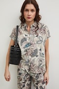 Koszula z domieszką lnu damska wzorzysta kolor multicolor RW25-KKD102