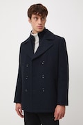 Płaszcz wełniany męski melanżowy kolor granatowy RW25-KPM700