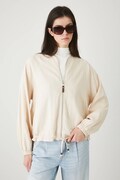 Medicine kurtka bomber lniana damska kolor beżowy przejściowa