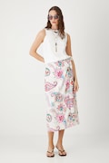 Spódnica z domieszką lnu midi wzorzysta kolor multicolor RW25.SDD012