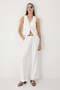 Medicine pantaloni culoarea alb, lat, high waist