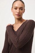 Medicine sweter z wełny merino damski kolor brązowy lekki