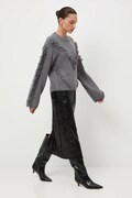 Sweter damski z ozdobnymi frędzlami kolor szary RW25-SWD815