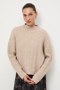 Sweter damski z warkoczowym splotem kolor beżowy RW25-SWD817